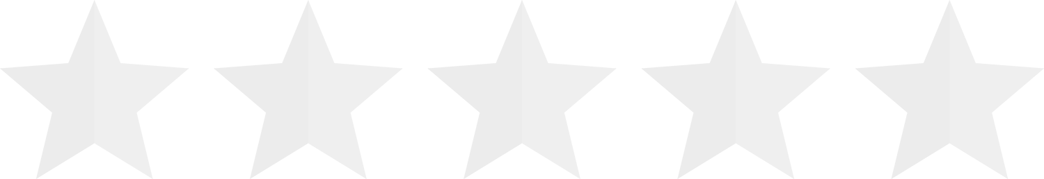 Five white stars aligned in a row on a black background.
