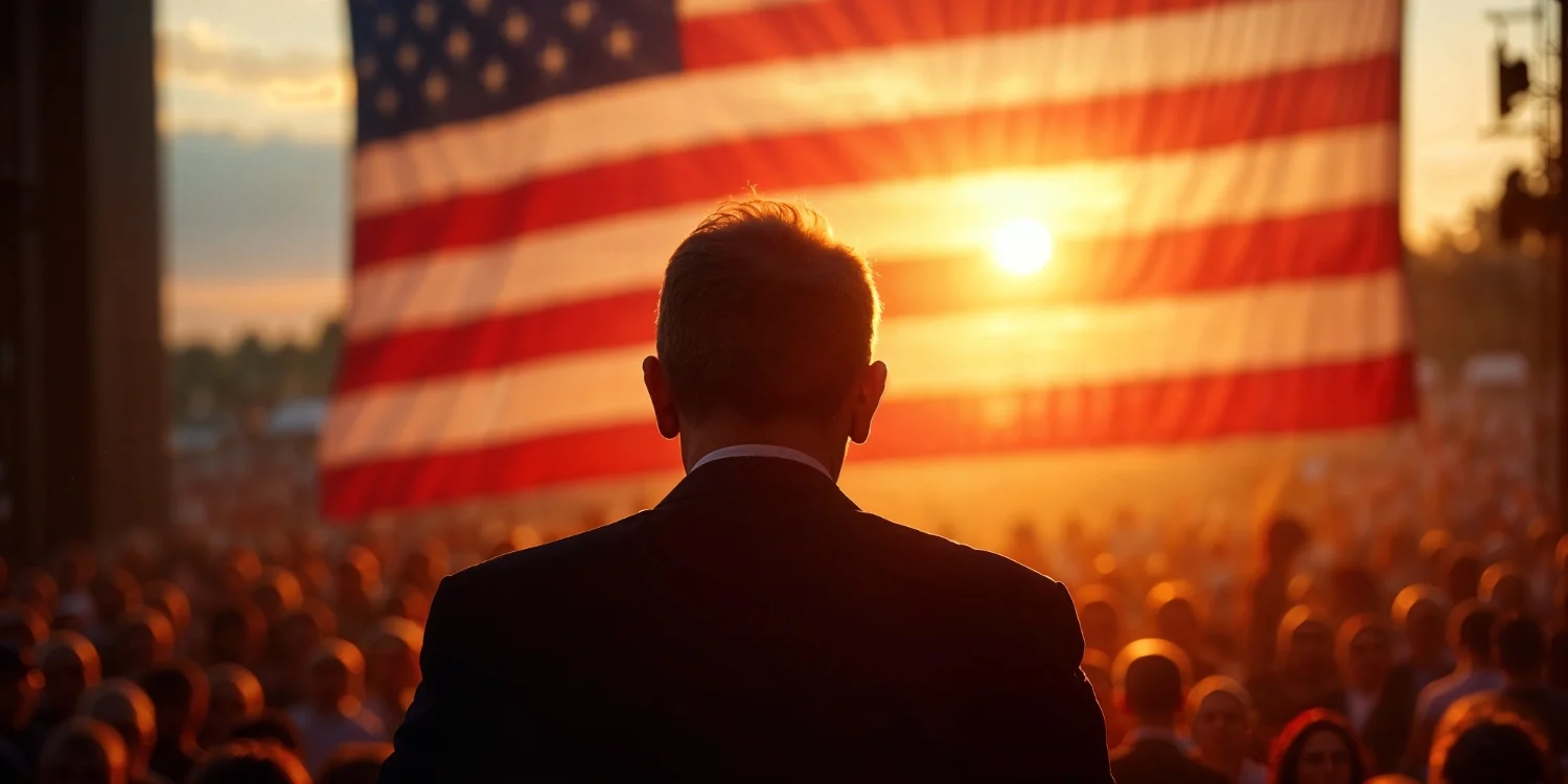 Politcal figure and American flag