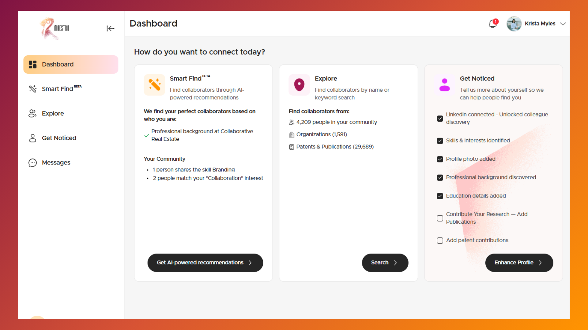 Maestro™ dashboard doesn't have a post feed