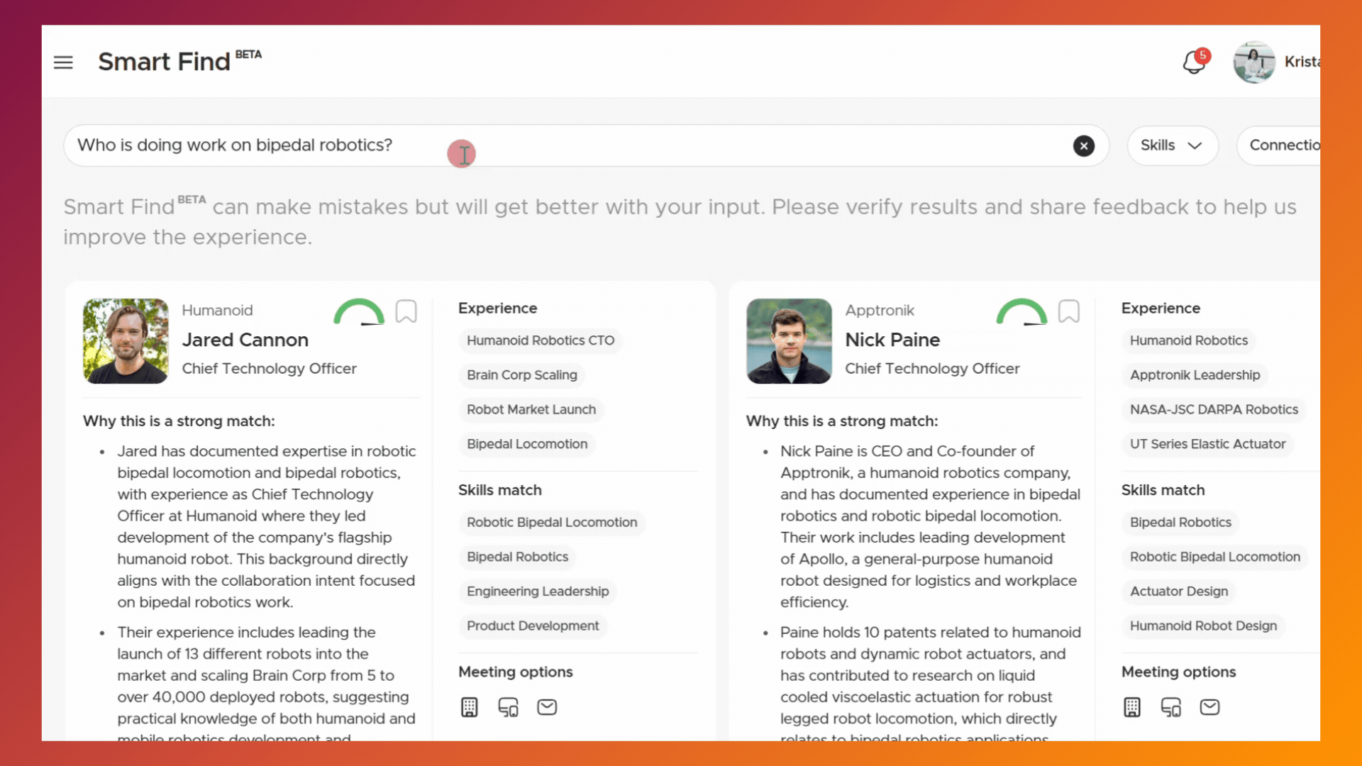 Smartfind helps users find relevant people