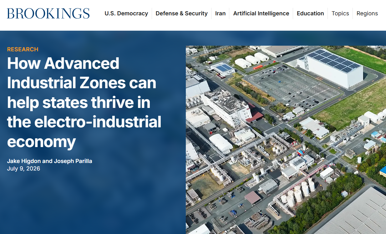 Brookings: How Advanced Industrial Zones can help states thrive in the electro-industrial era