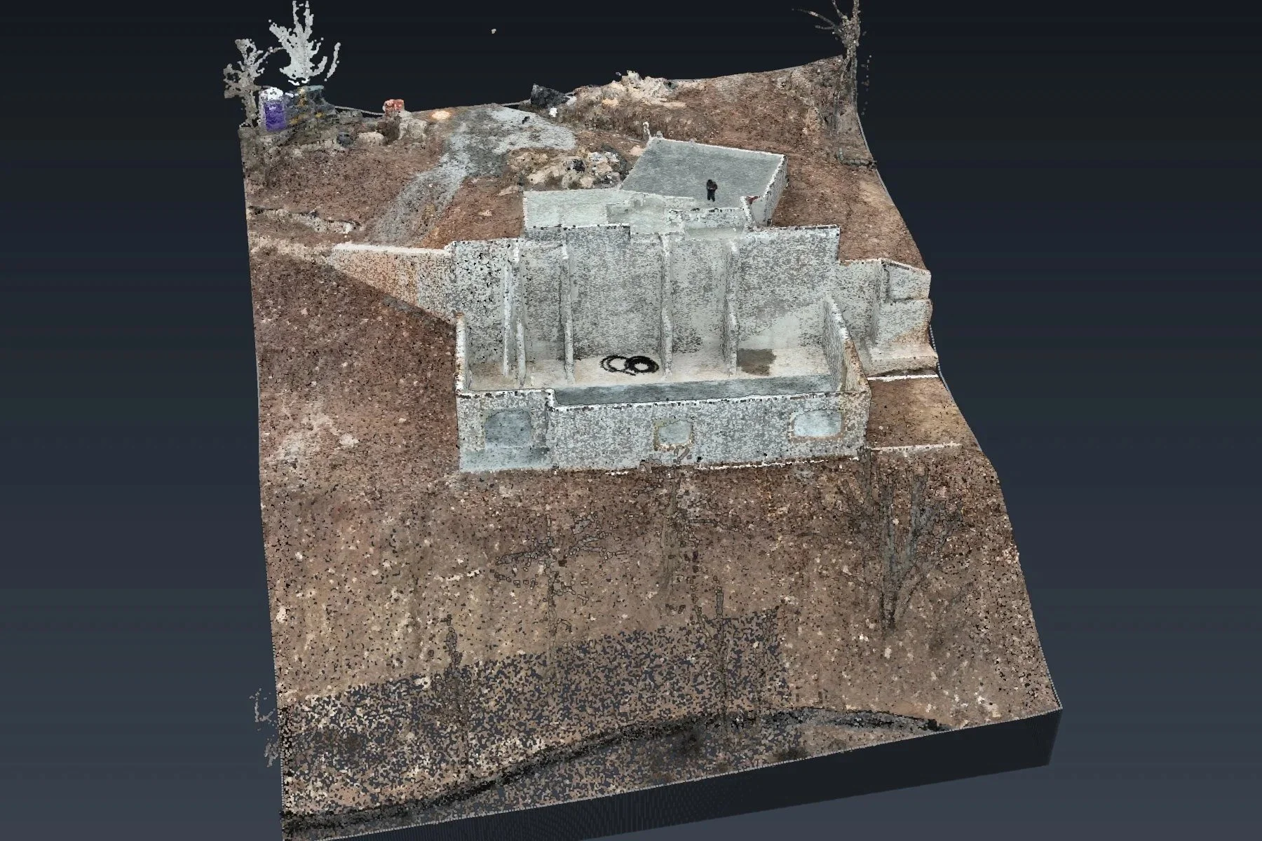 3D point cloud of a new foundation on a wooded hillside in Morris Plains, NJ