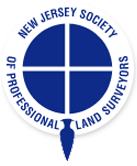 New Jersey Society of Professional Land Surveyors logo featuring a compass with a North arrow and a blue and white color scheme.