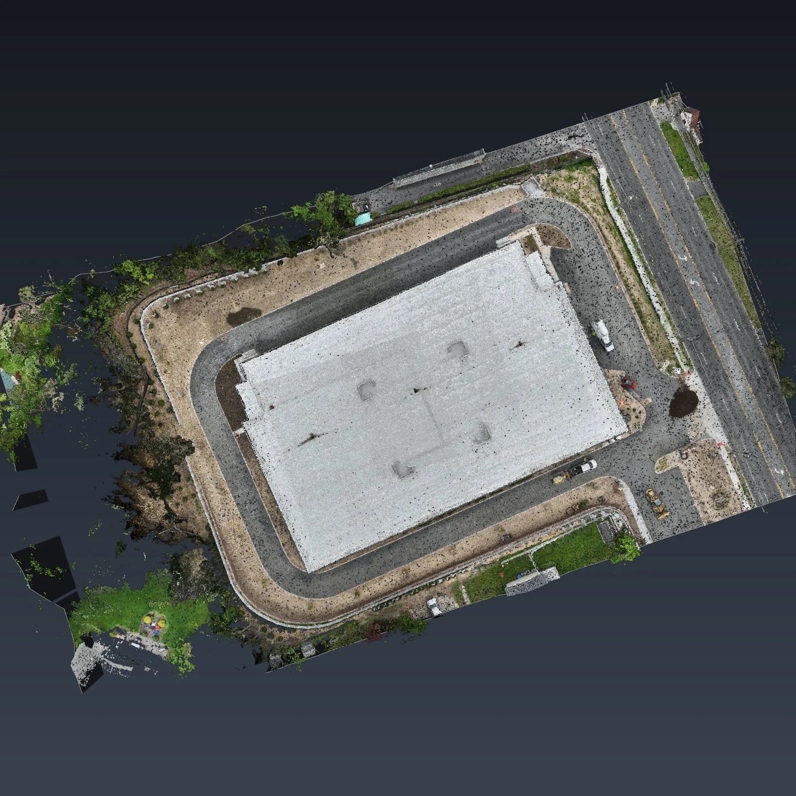Straight-down view of a commercial site in East Brunswick, NJ, from one drone flight
