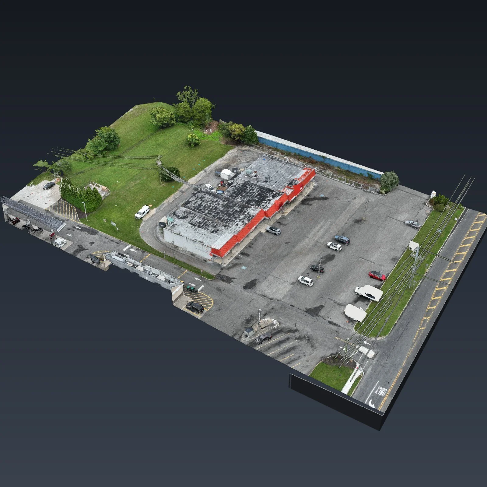 The whole 1.7 acre lot in 3D