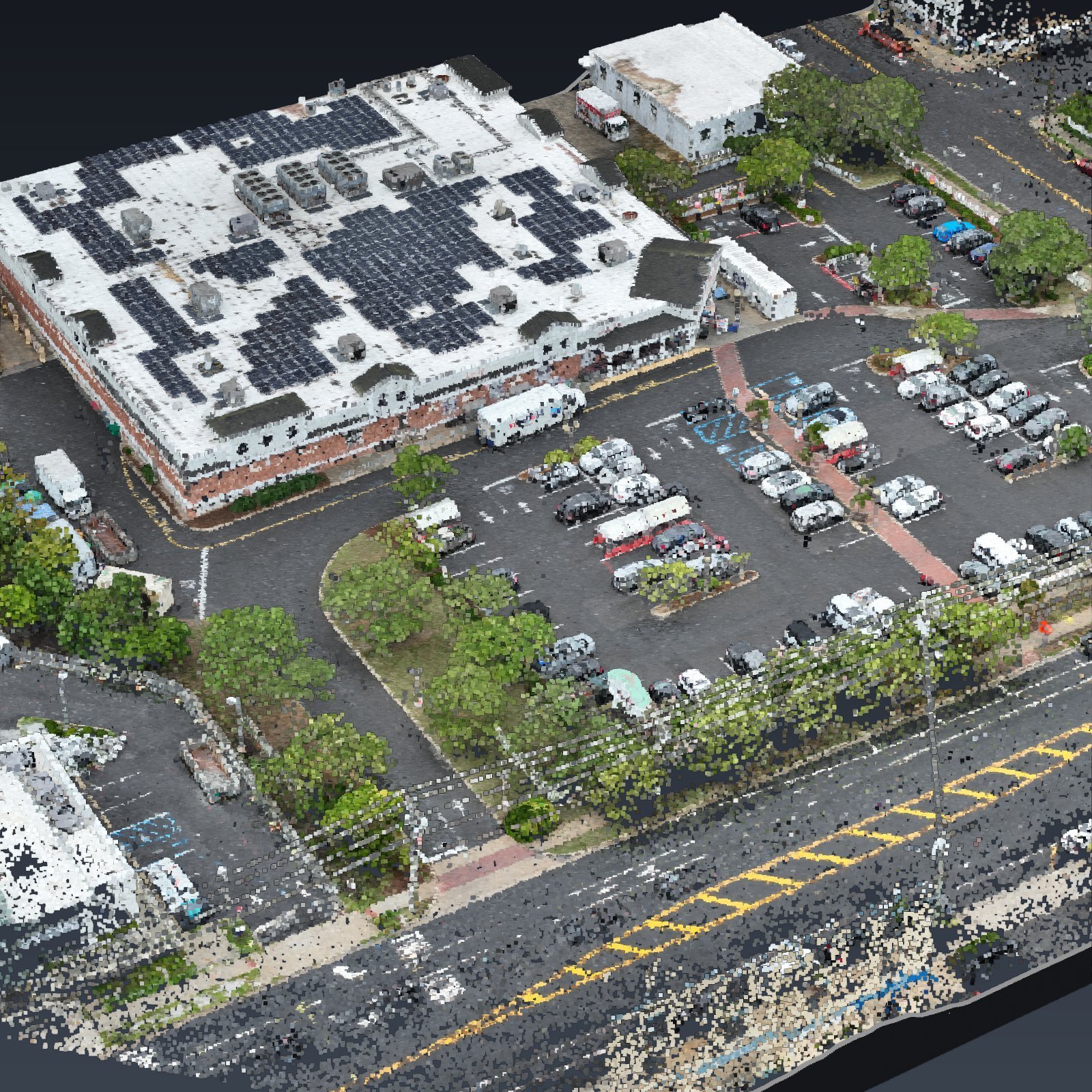 The lot in 3D, rebuilt from the point cloud of that one flight