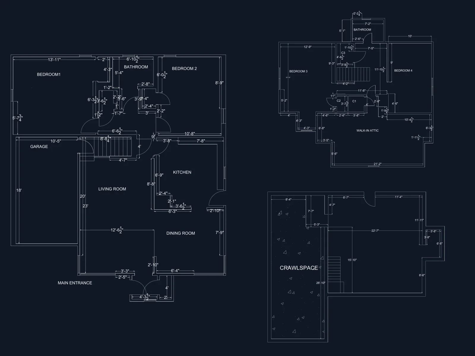 Floor plans for both floors and the basement
