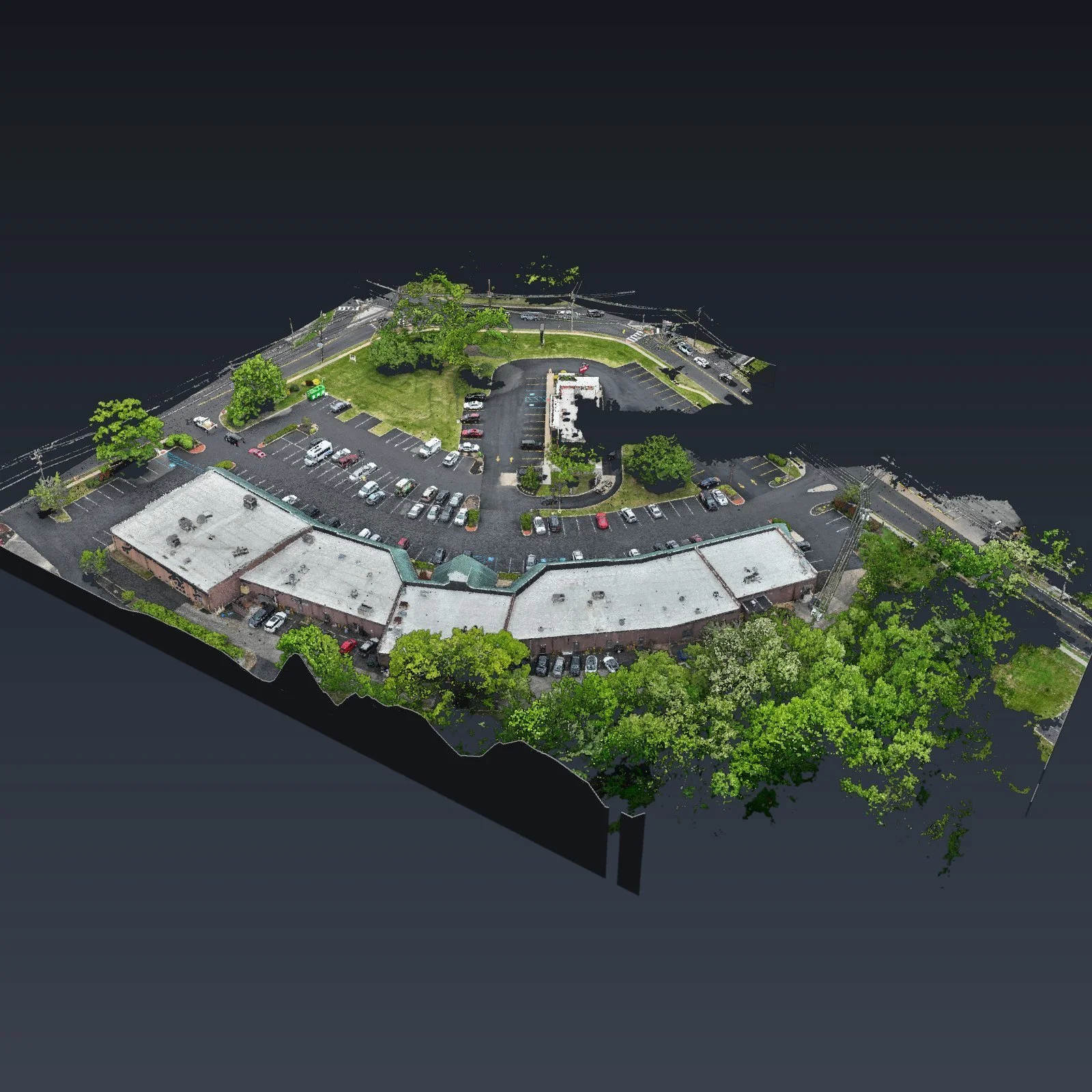 The plaza in 3D, rebuilt from the point cloud of one flight