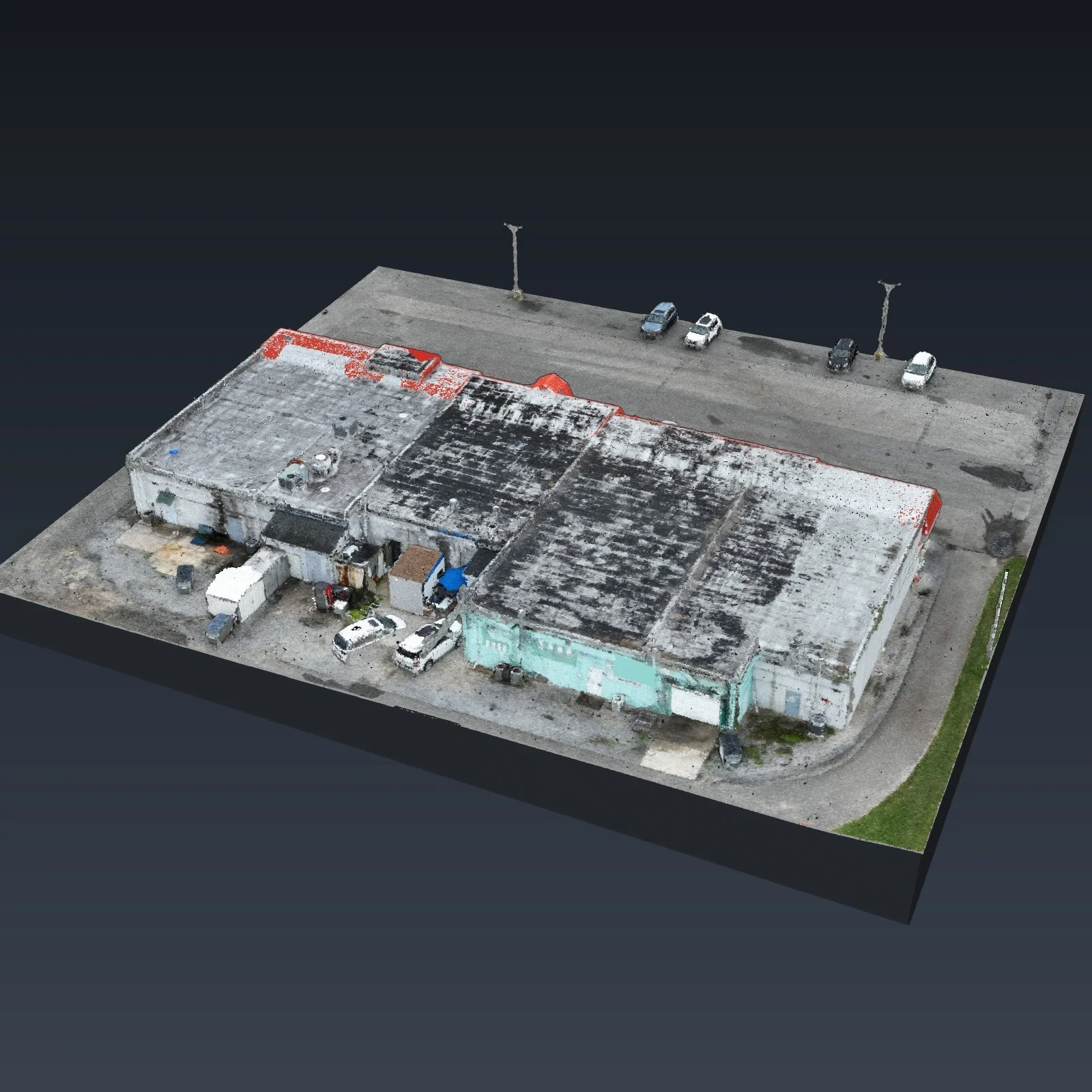 The existing building in 3D, roof and walls as they are today
