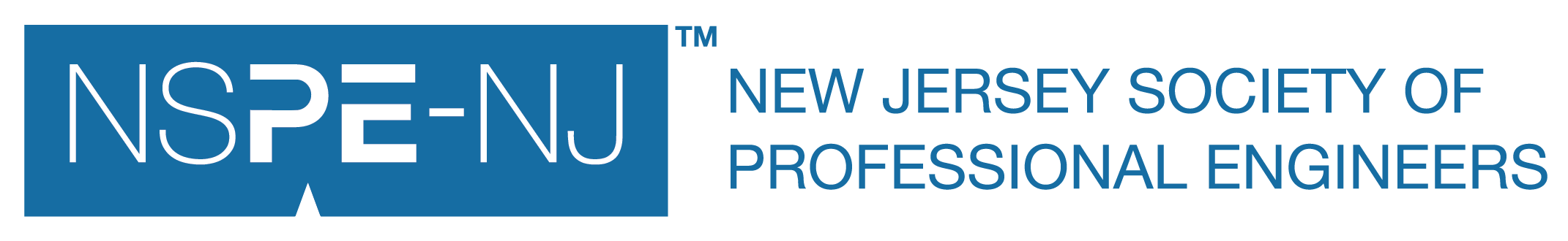 Logo of the New Jersey Society of Professional Engineers with blue and white text.