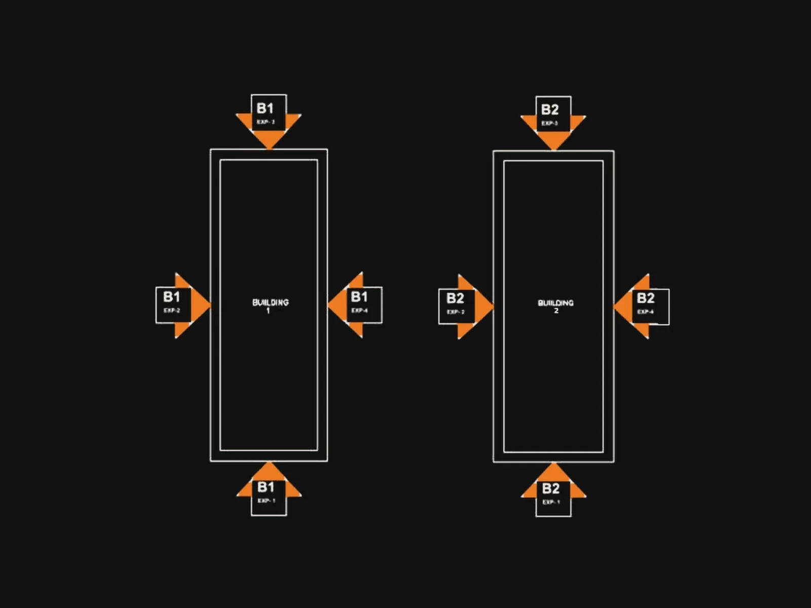 Callouts show where each photo was taken from and which way it faces