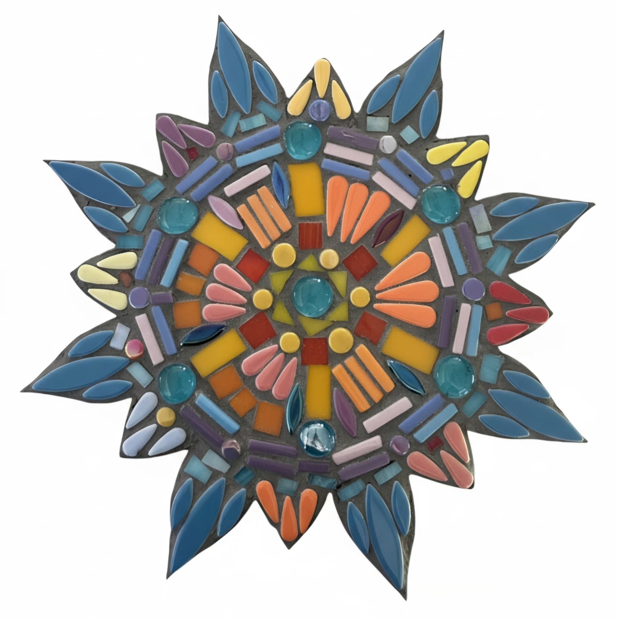 Colorful mosaic star with various shapes and vibrant colors