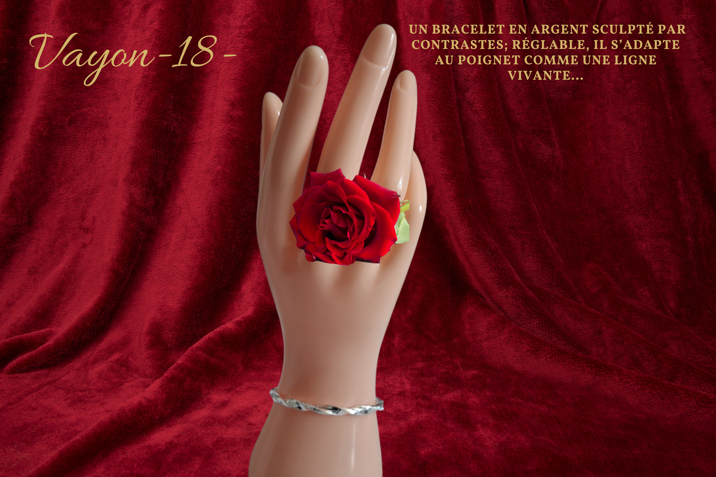 art18-Vayon 18 est un bracelet en argent sculpté par contrastes .png