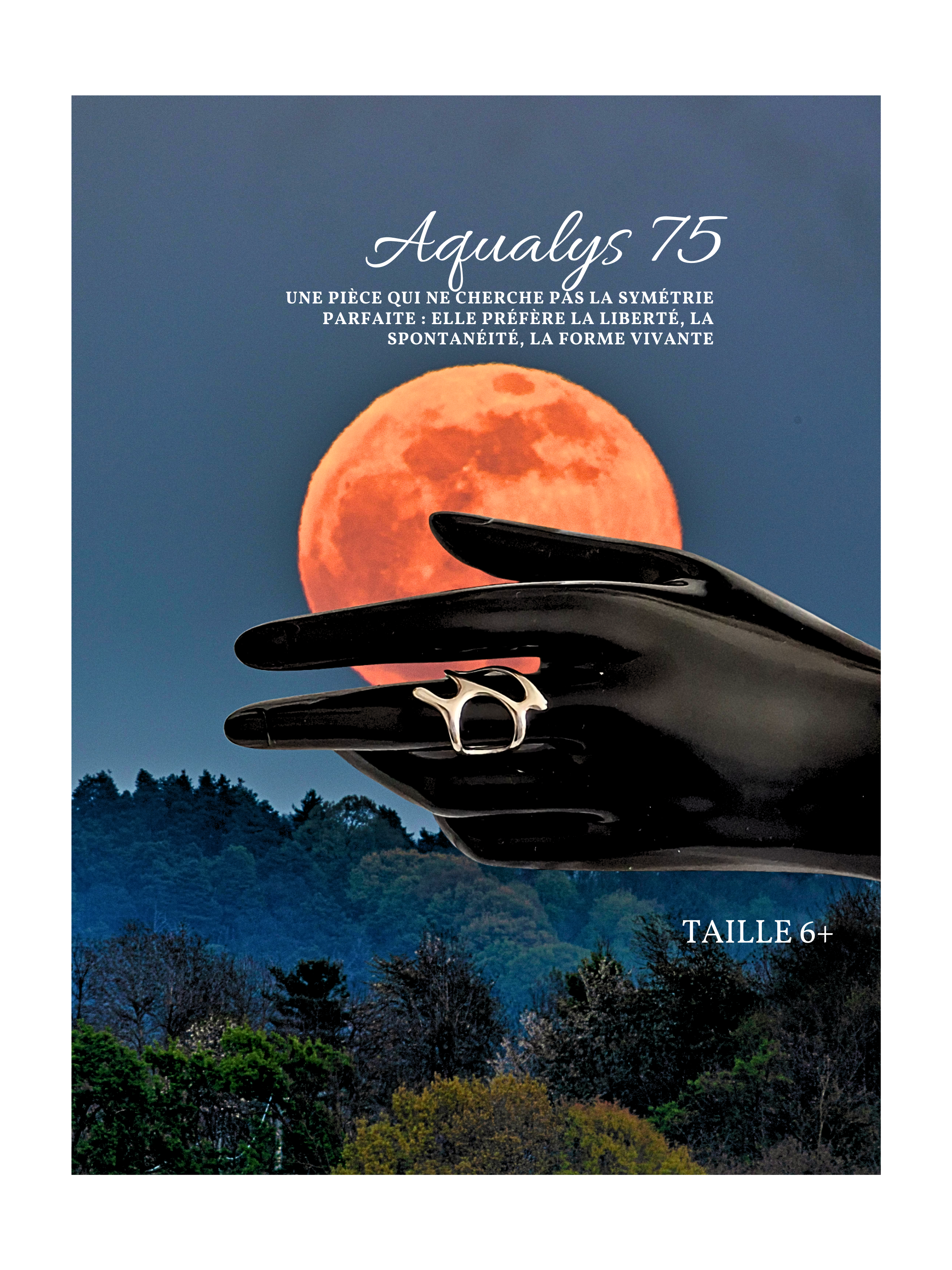 75 Aqualys  — Le Fil Liquide : Bague en acier réglable aux courbes fluides et organiques. Une pièce douce, moderne et lumineuse. Taille min. 6+