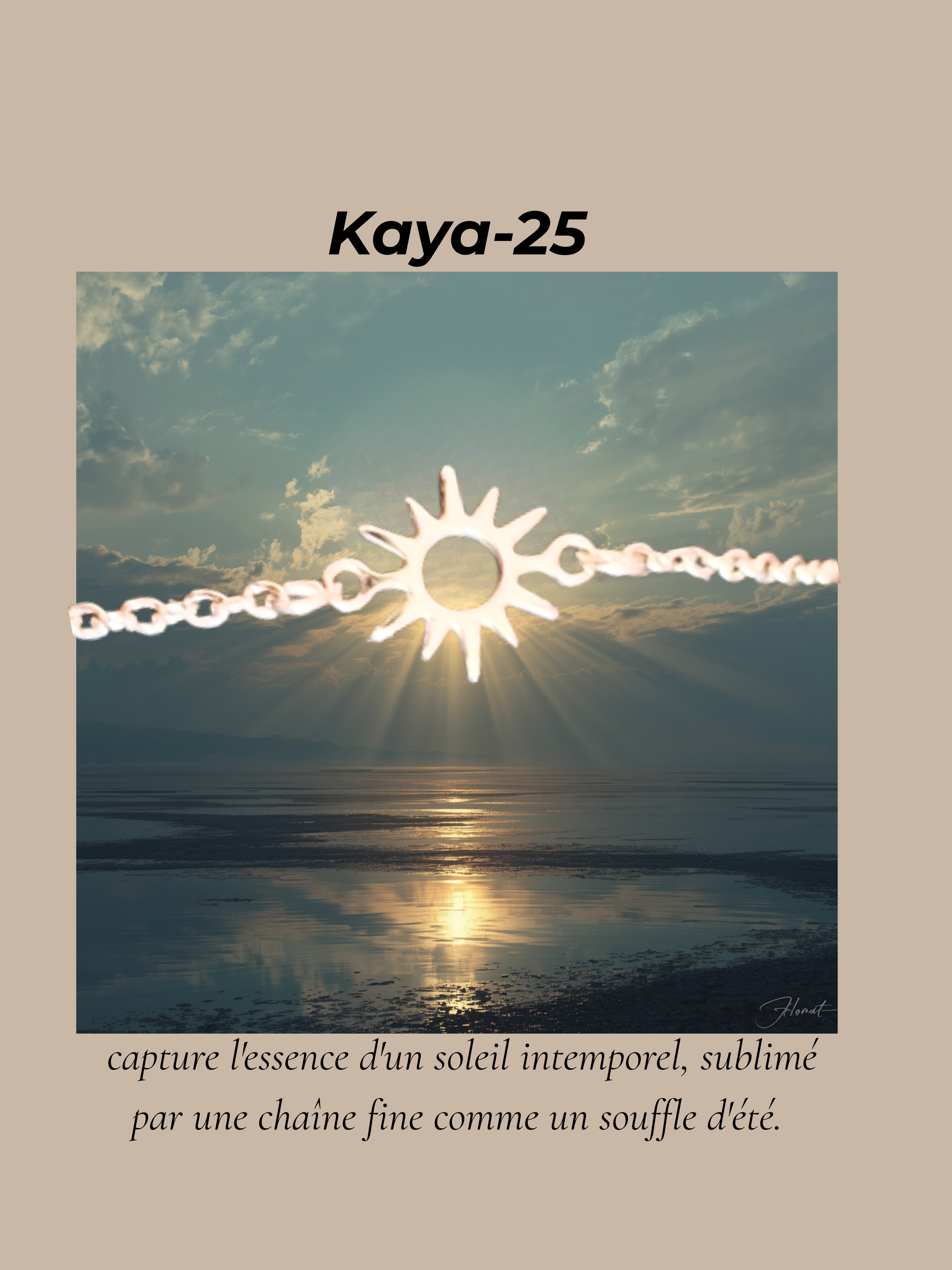 25- Kaya- Bracelet de cheville(26.5cm lg totale) soleil en acier, habille la peau d'un éclat graphique et texturé