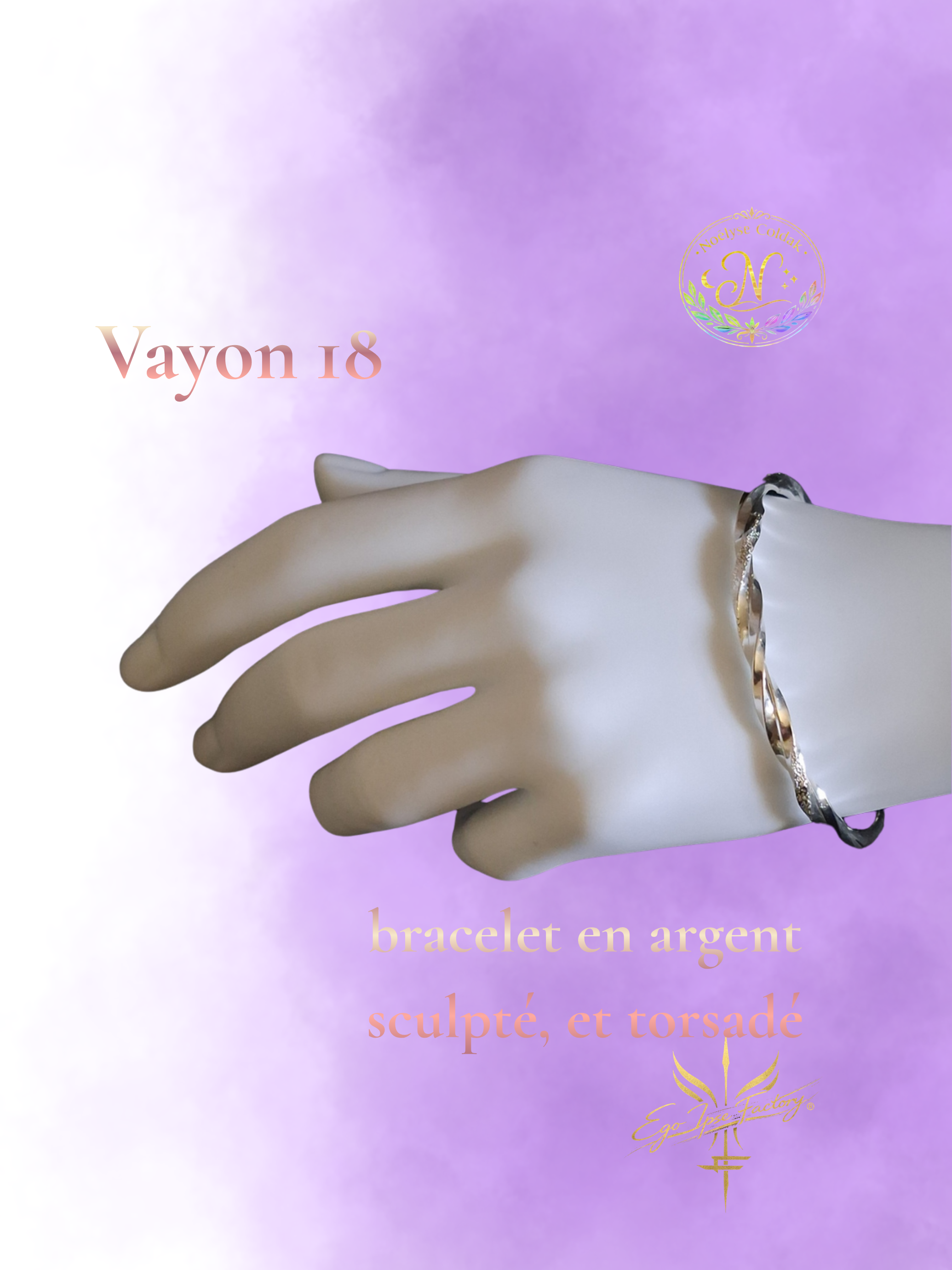 18 Vayon -Bracelet torsadé en argent. Textures contrastées, éclat vivant. Vayon, l’onde d’argent qui se sculpte dans la lumière
