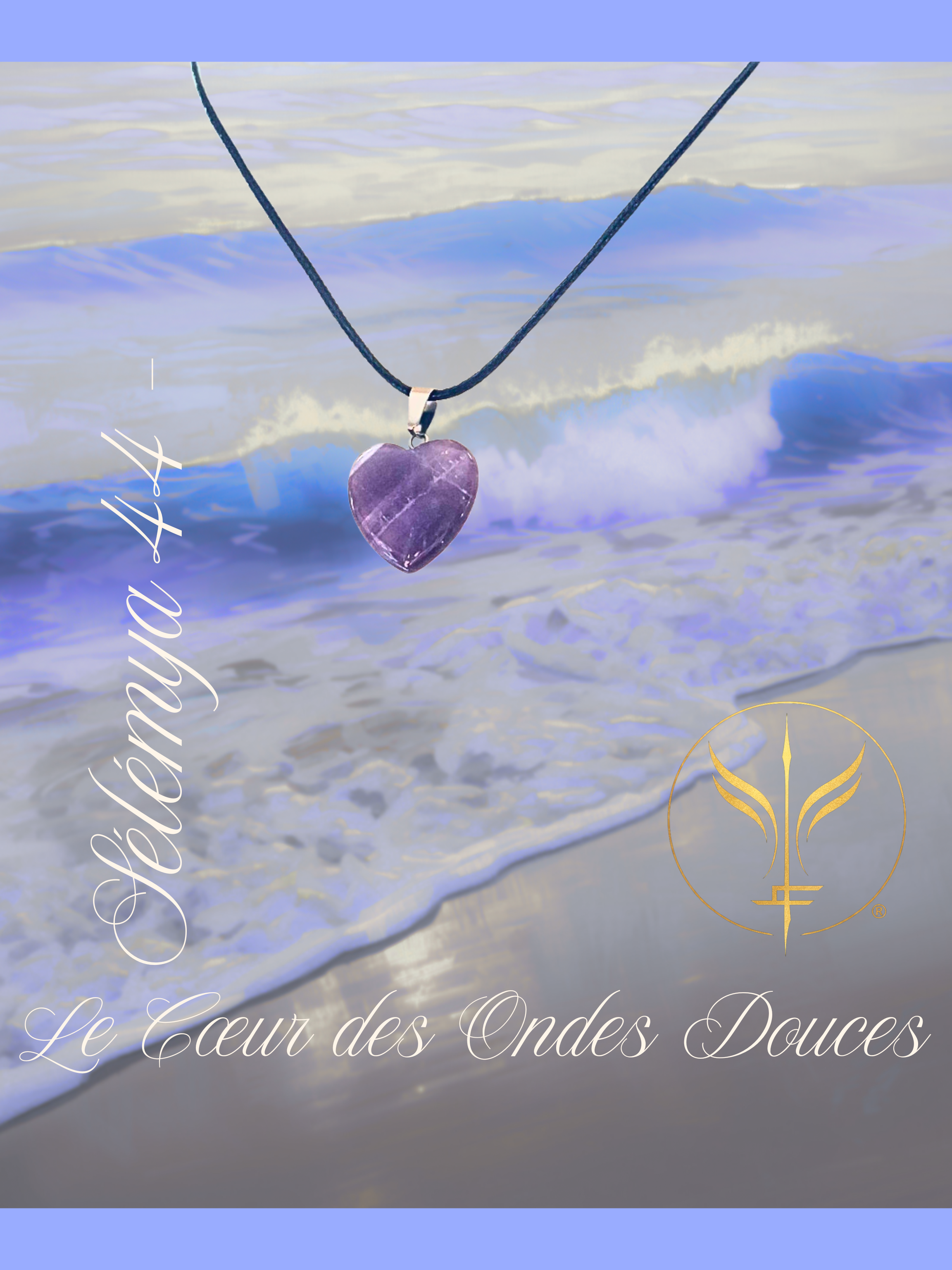 44 Sélémya  — Le Collier des Ondes Douces Cœur d’améthyste naturelle monté sur cordon ciré, talisman de douceur et de clarté intérieure. Une pièce lumineuse, apaisante, vibrante de calme.