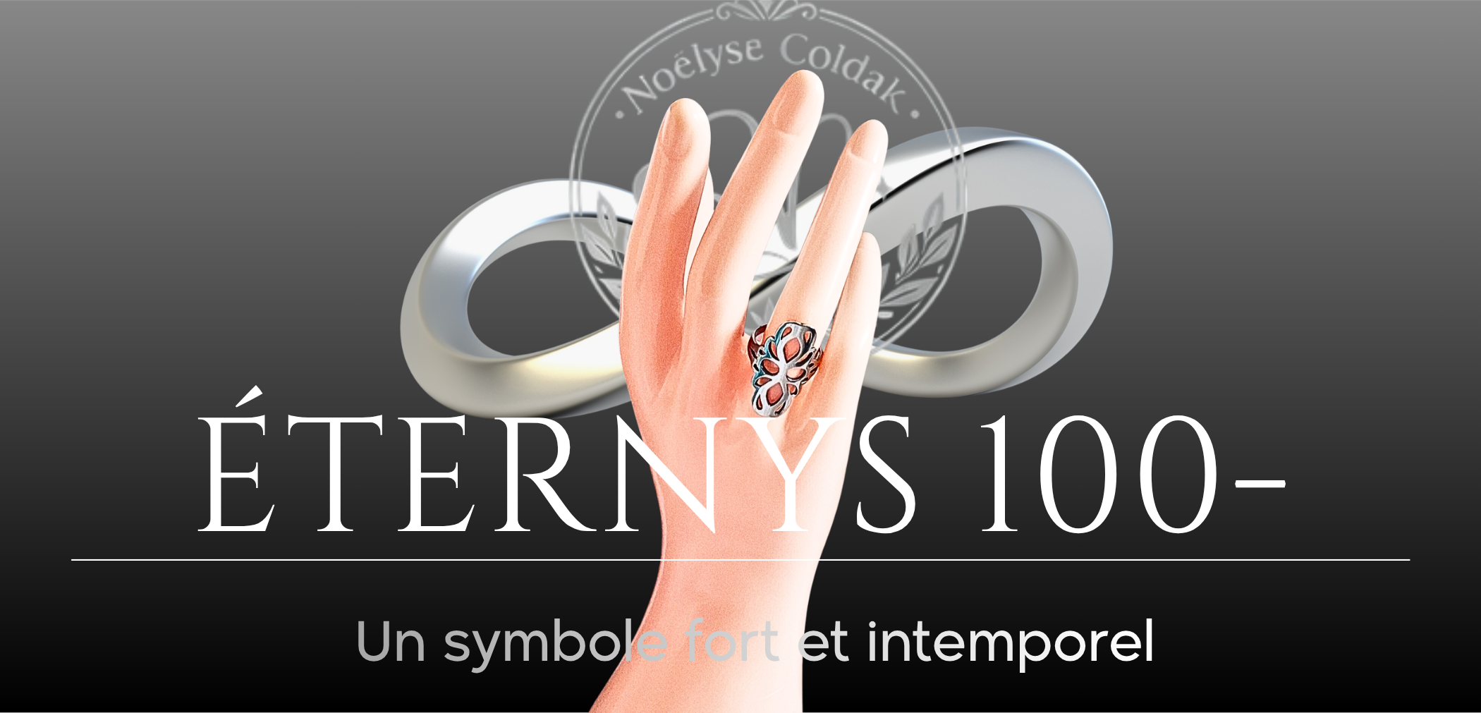 100-Éternys  —Bague en Acier Infini-  la ligne sans fin qui respire, un infini d’acier traversé de lumière. T 8,5