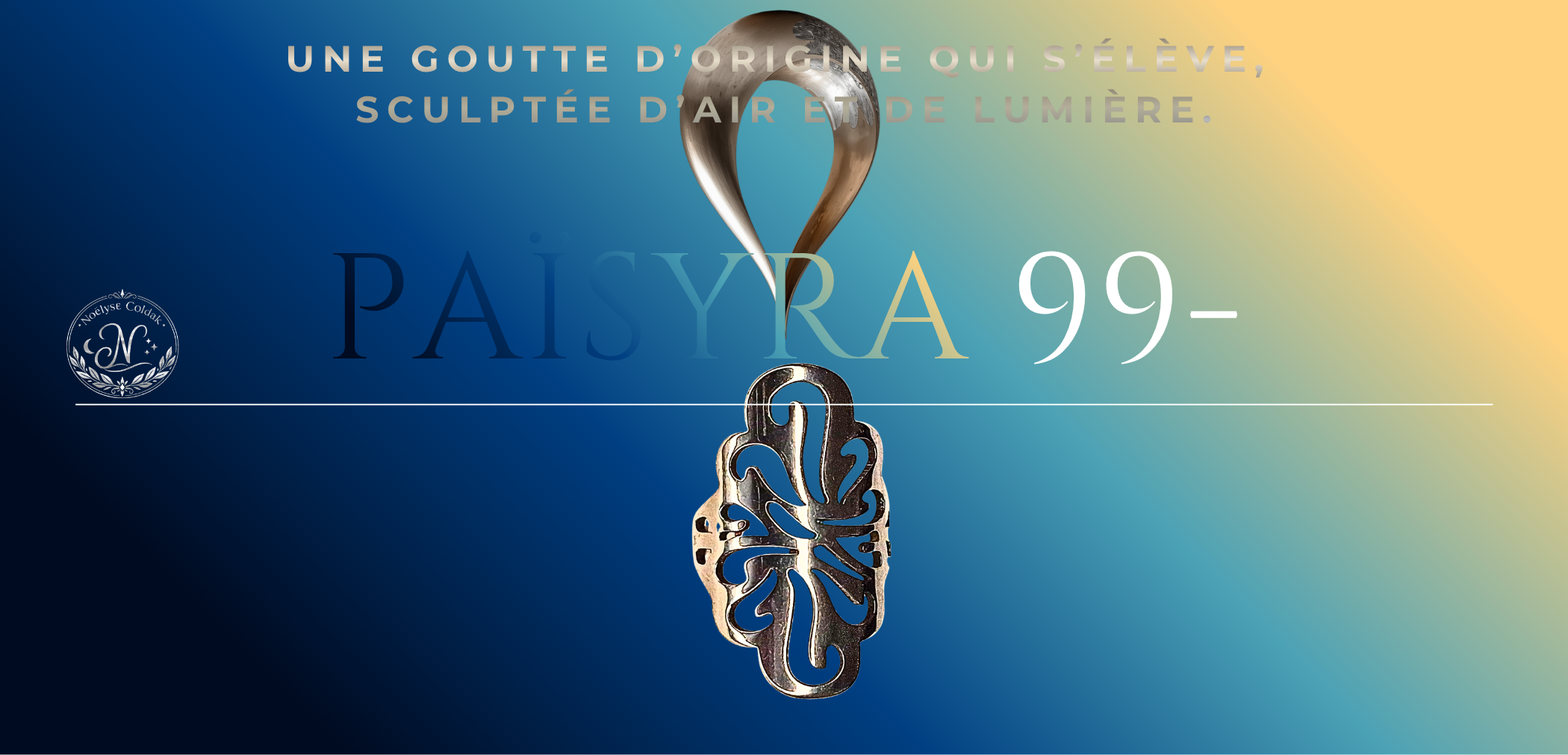 99 Paisyra —Bague en Acier Sculpté Paisley- Une goutte d’origine qui s’élève, sculptée d’air et de lumière.