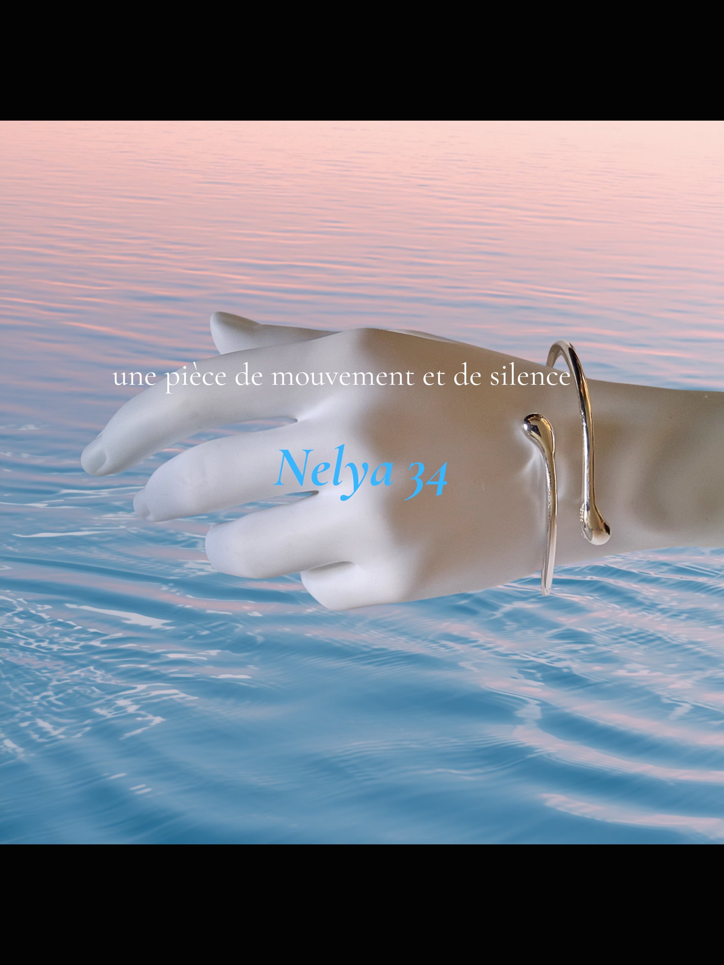34 Nelya - Bracelet argent réglable. Deux gouttes, une ligne, un souffle.