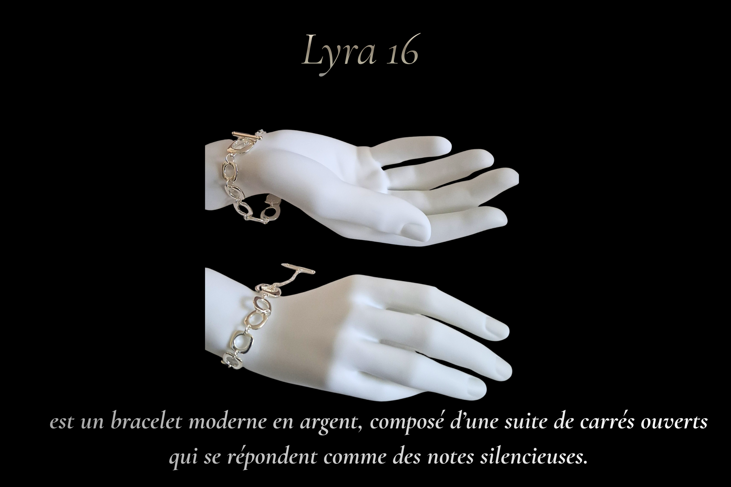 art16-Lyra 16 est un bracelet moderne en argent, composé d’une suite de carrés ouverts qui se répondent comme des notes silencieuses..png