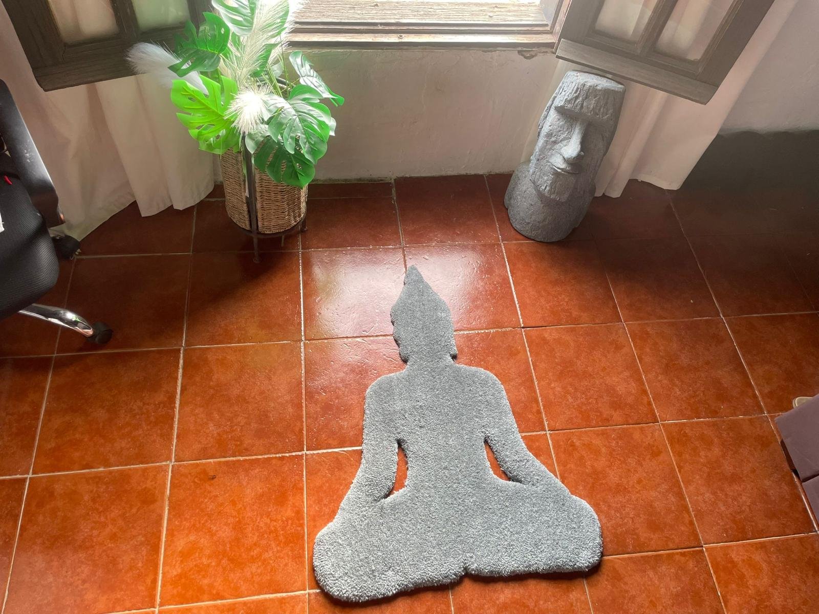 Grey tufted wool buddha silhouette