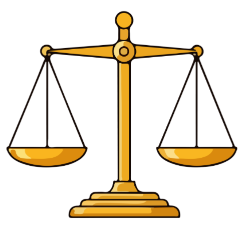 A golden balance scale with empty pans against a black background.