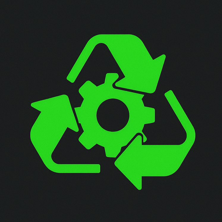 Cycle diagram illustrating the circular economy process starting with raw materials, then design, production, distribution, consumption, repair and reuse, residual waste, and recycling, all encircling the central text 'Circular Economy Infography.'