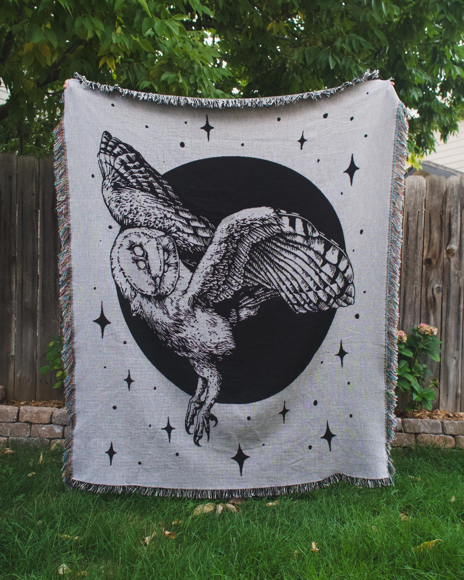 Four-Eyed Barn Owl Woven Blanket