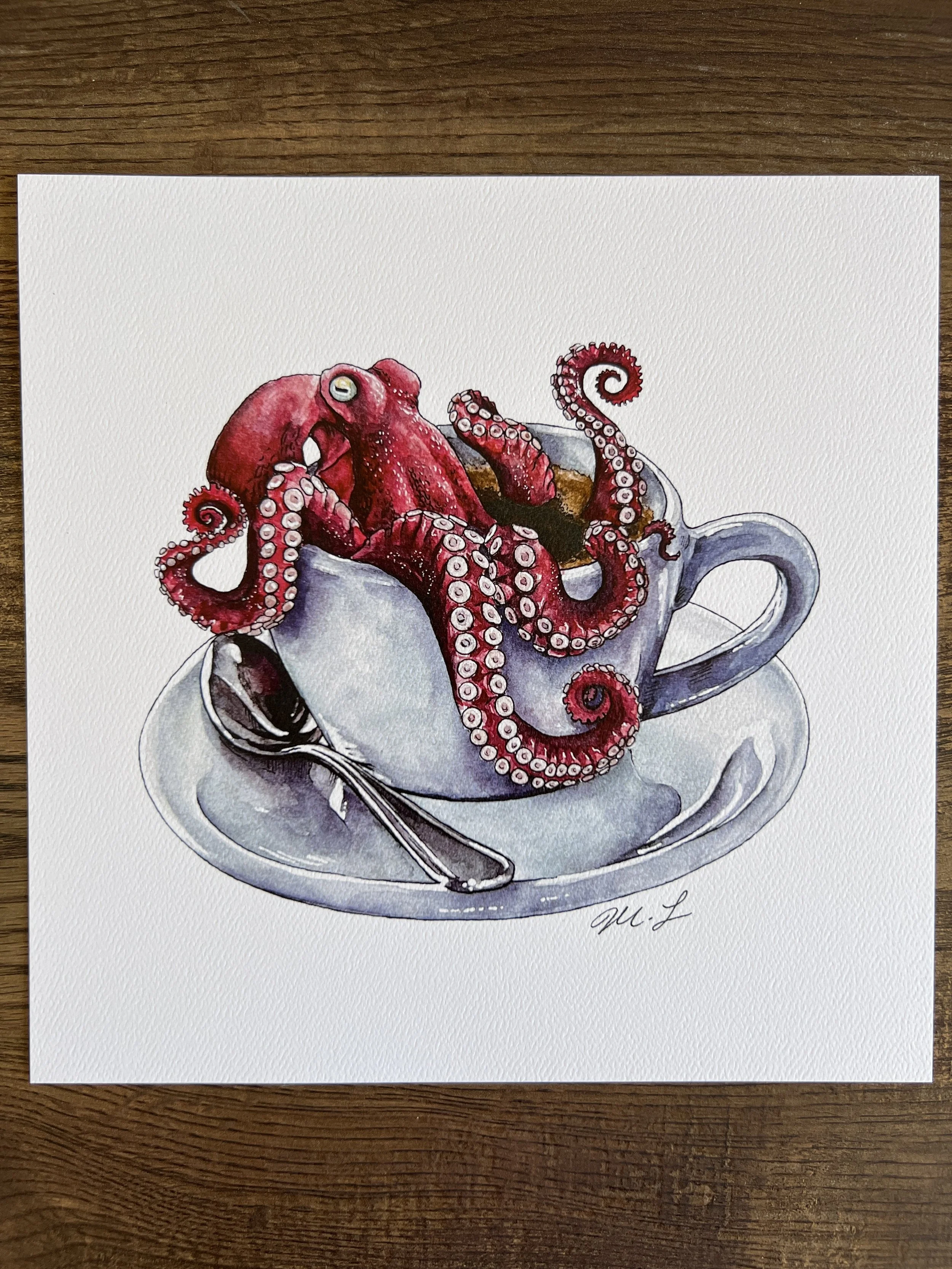 Octopus Coffee Print