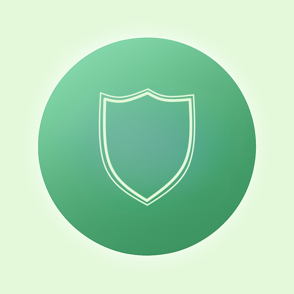Green shield icon inside a larger green circle, symbolizing protection or security.