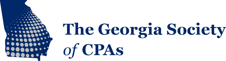 Logo of The Georgia Society of CPAs featuring a dotted outline of the state of Georgia and the organization name.
