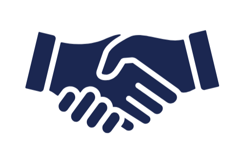 Icon of two hands shaking.