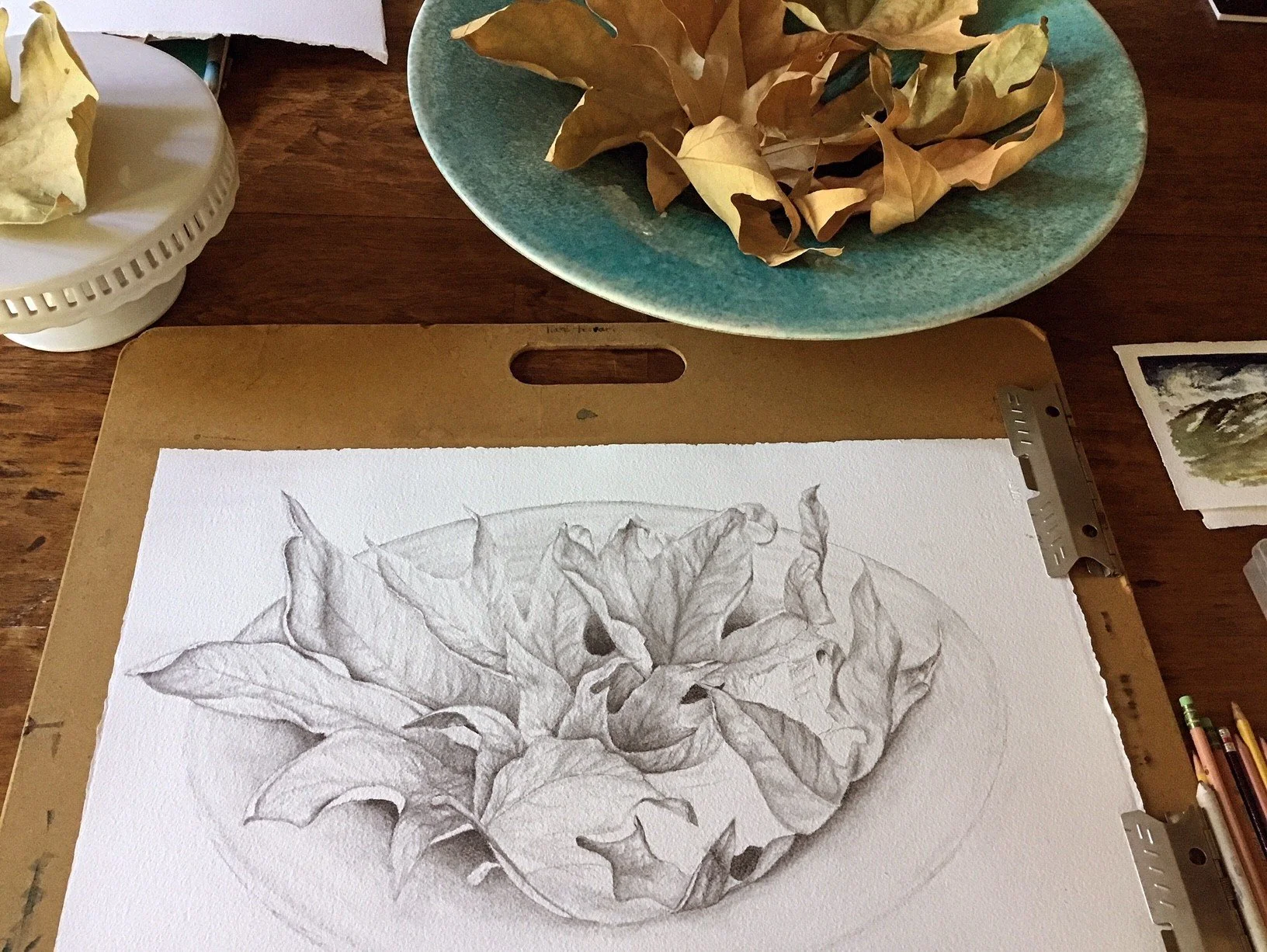 Working on the Bowl of Topanga Sycamore Leaves