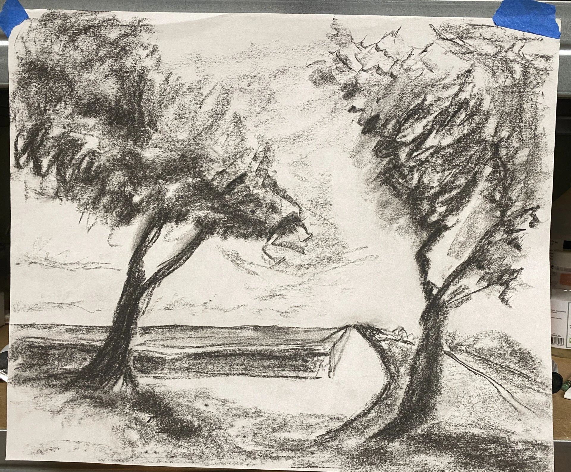 Value study sketch for Ile de Re plage