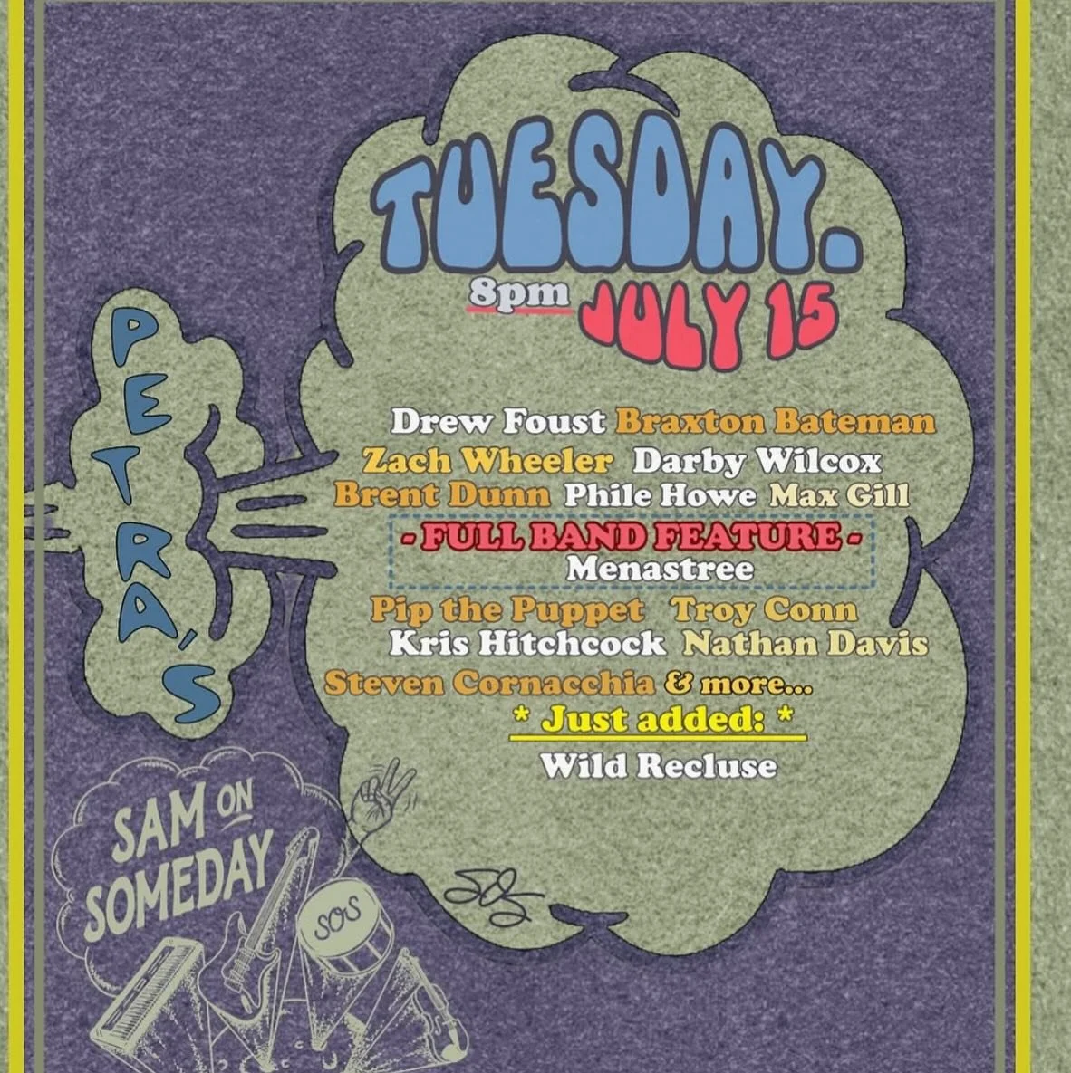 The lineup! See you on Tuesday. 🤵

$8 tickets for musicians and artists 🆘🆘🆘