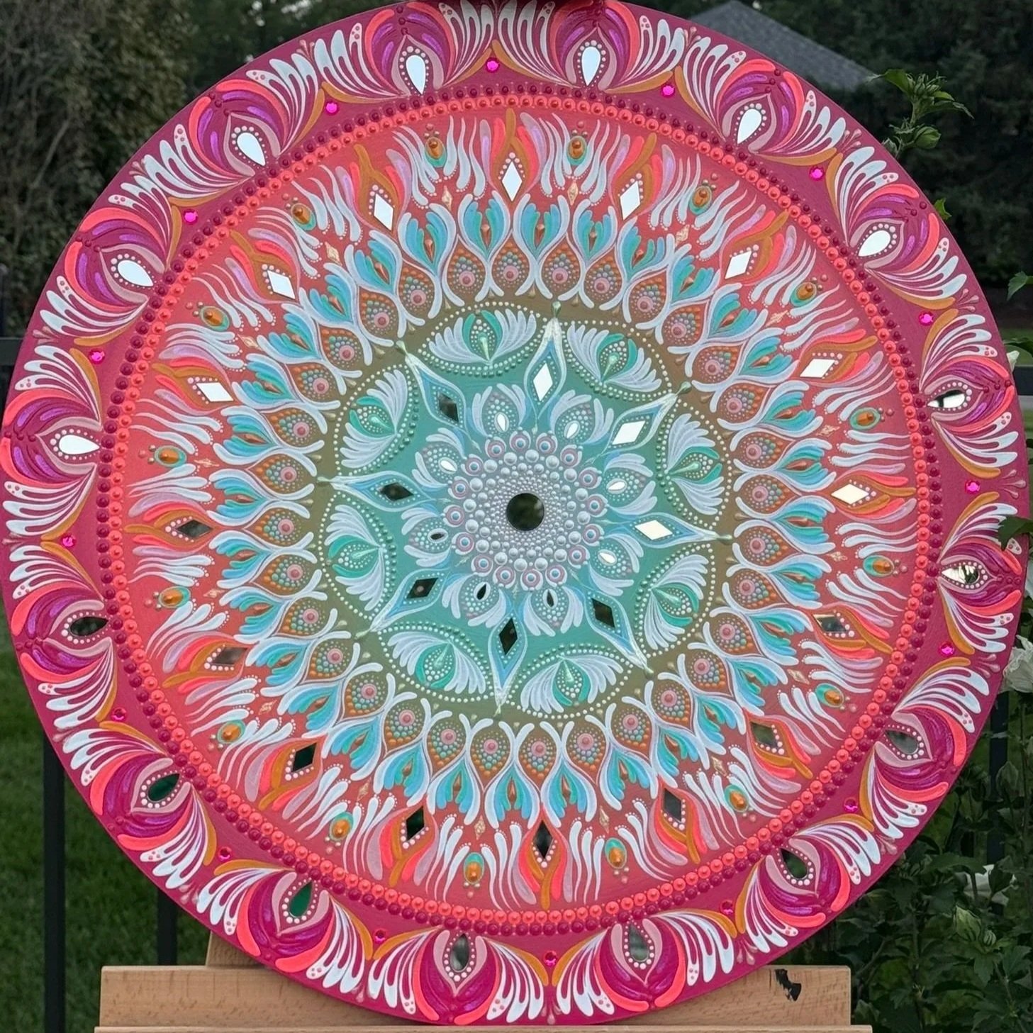 radiance bloom mandala with diamond and teardrop mirrors