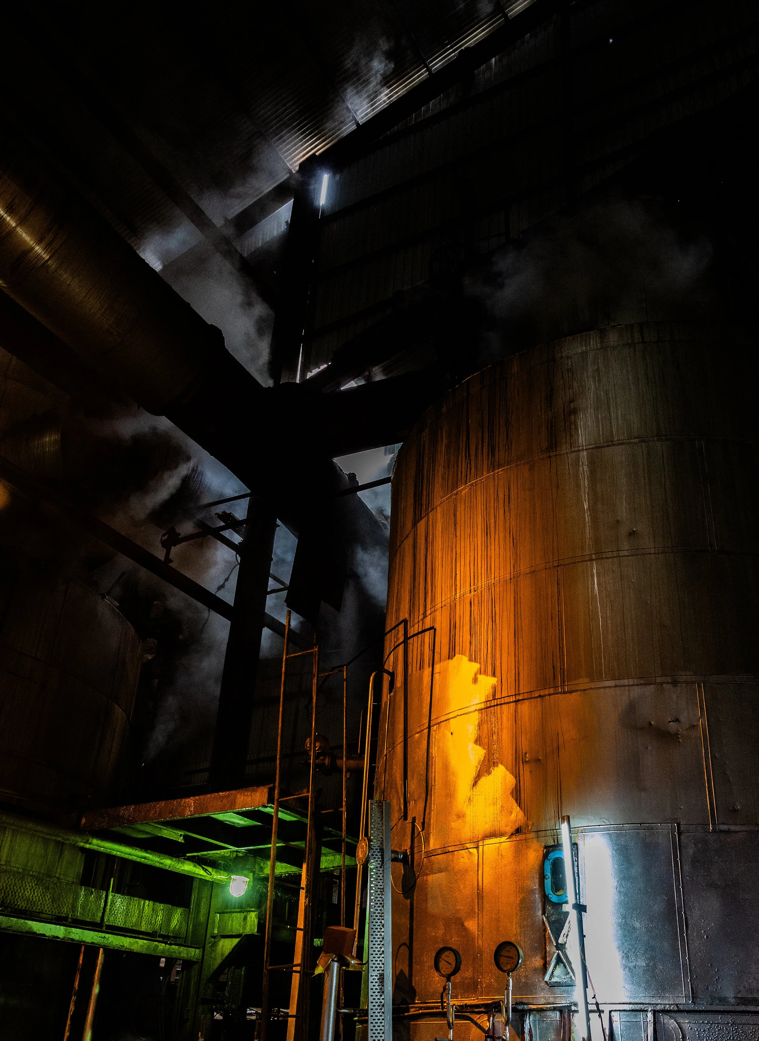Massive vessel’s luminous steam veil