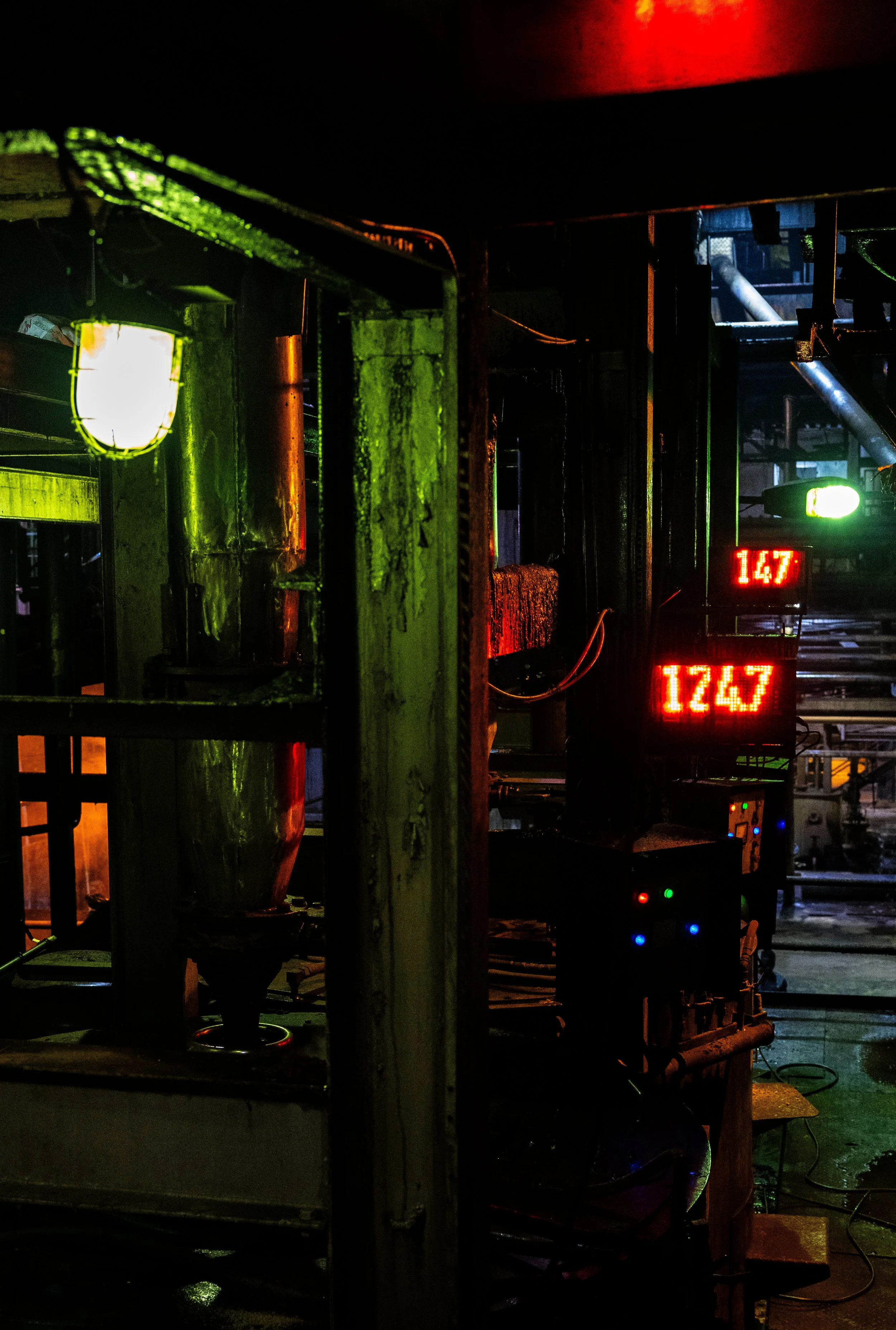 Emerald patina framing digital gauges