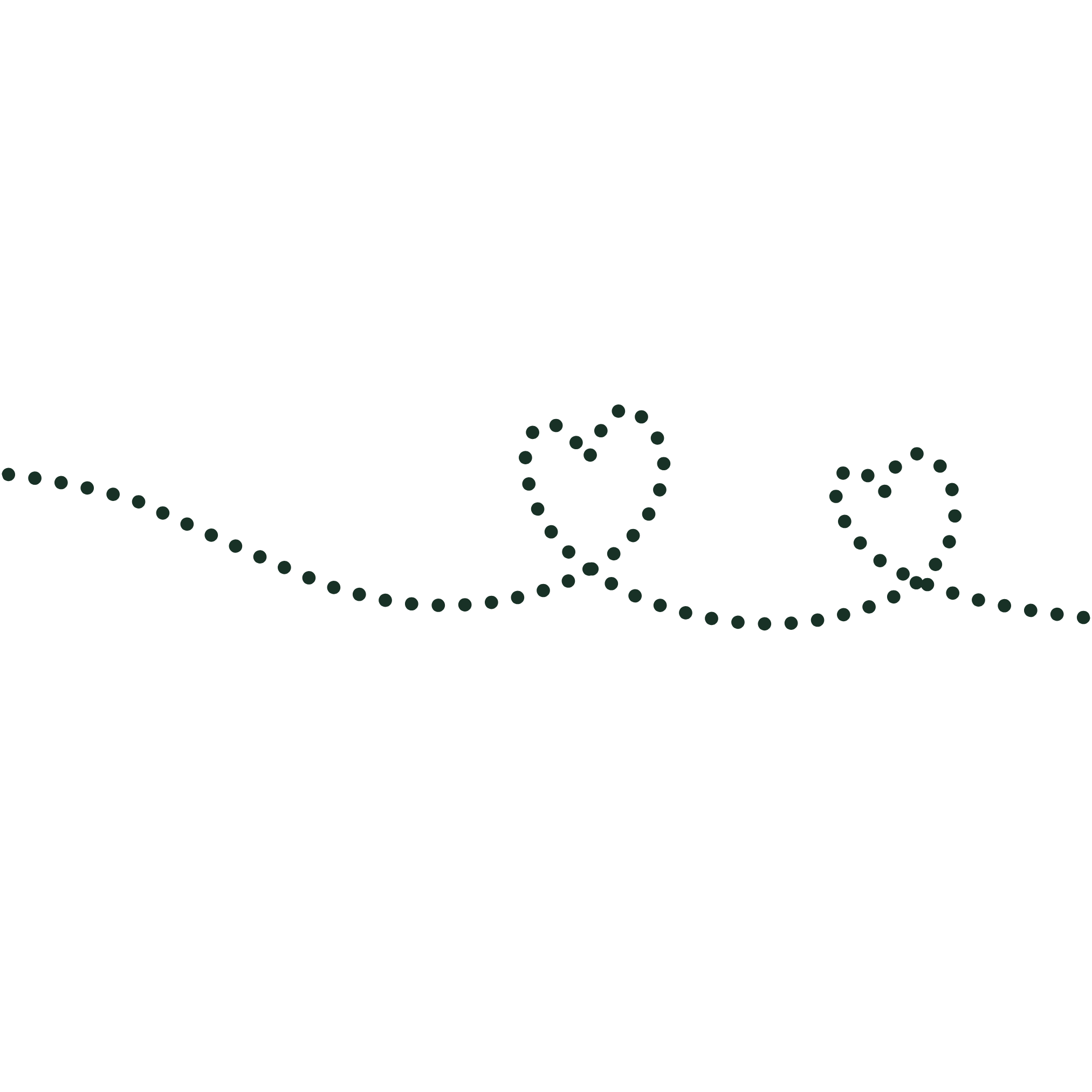 A dotted line forms two heart shapes along a wavy path on a transparent background to promote infant pediatric care.