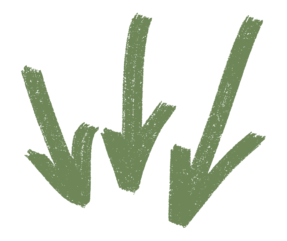 Three large green arrows pointing downward.