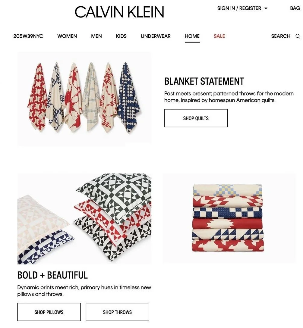 E-Comm: Calvin Klein Home Landing Page