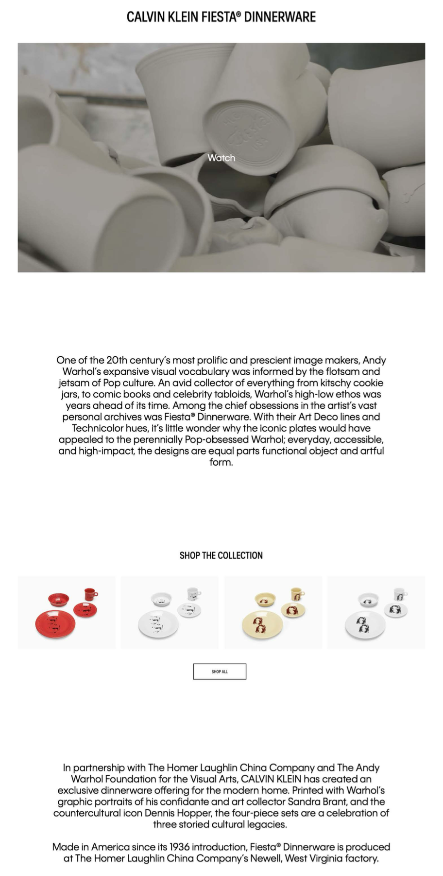 Campaign: Calvin Klein x Fiesta Dinnerware Launch Narrative