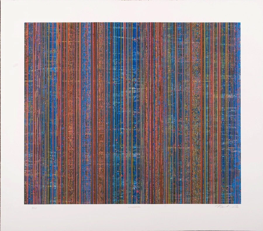  Streaming 
  
Color lithograph and screenprint 
23-1/2 x 28 in. (image) 
30 x 34 in. (sheet)
  
Published by Highpoint Editions, Minneapolis, MN
  
For more information contact  Highpoint Editions.