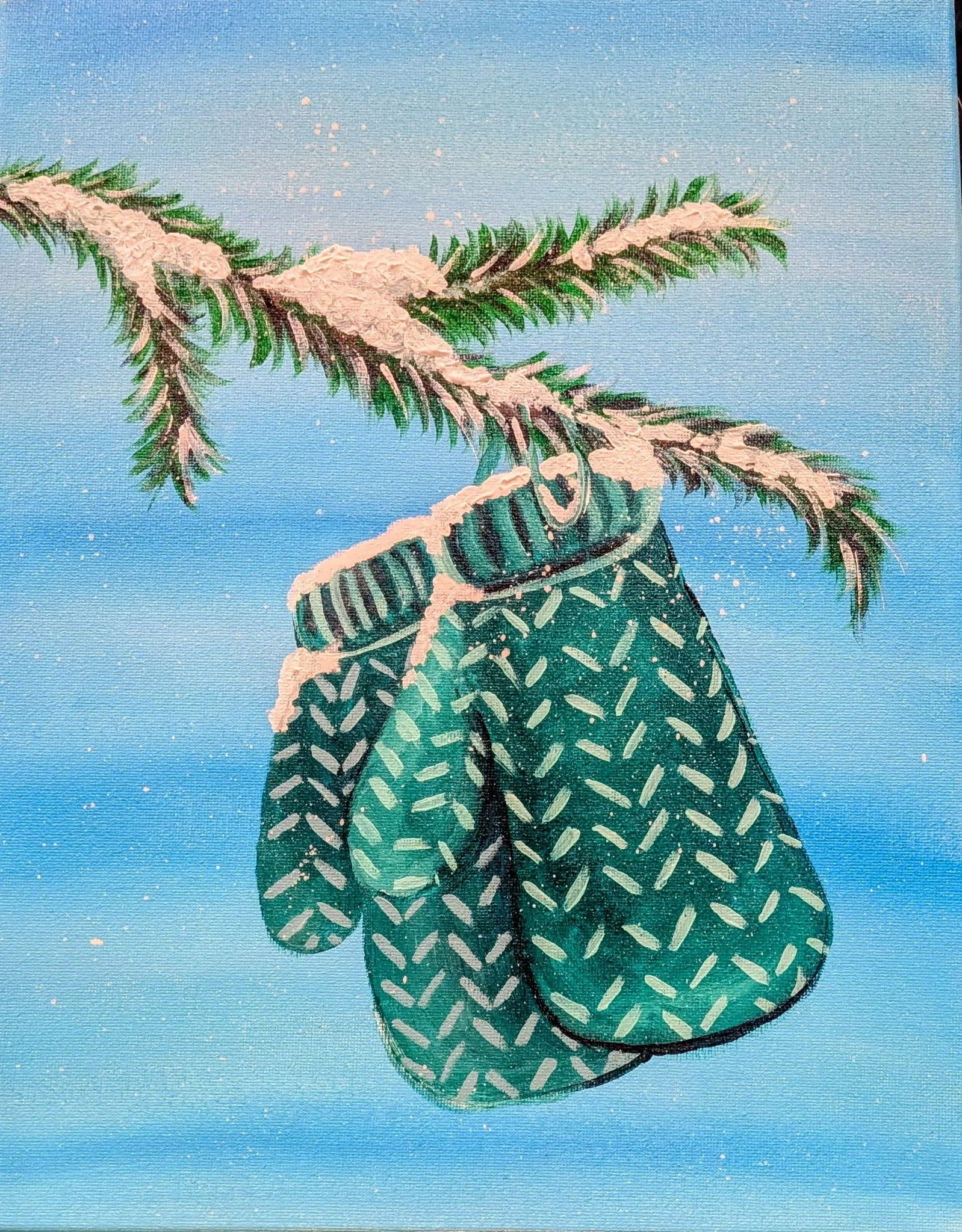 Winter Mittens – Acrylic Painting