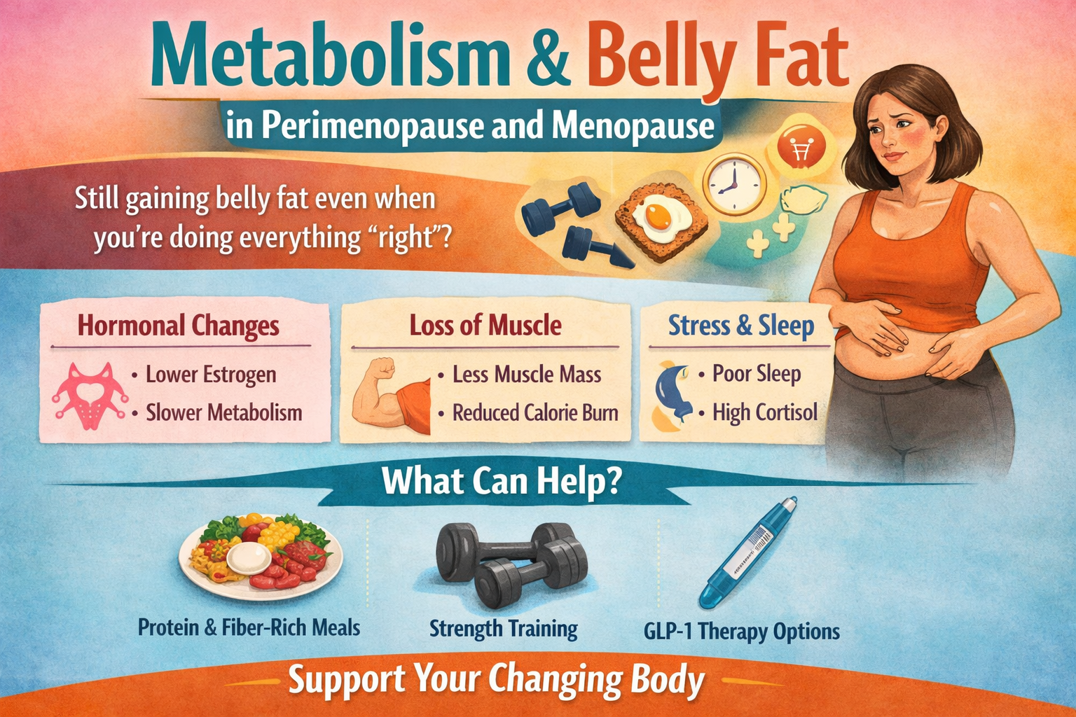 Why Your Metabolism Changes in Perimenopause and Menopause (and Why Belly Fat Shows Up Anyway)