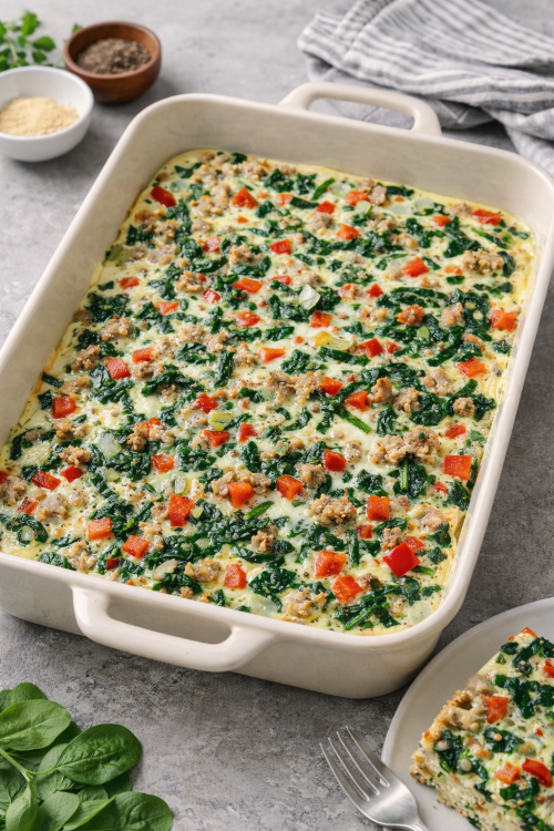 Egg White, Turkey &amp; Spinach Breakfast Bake