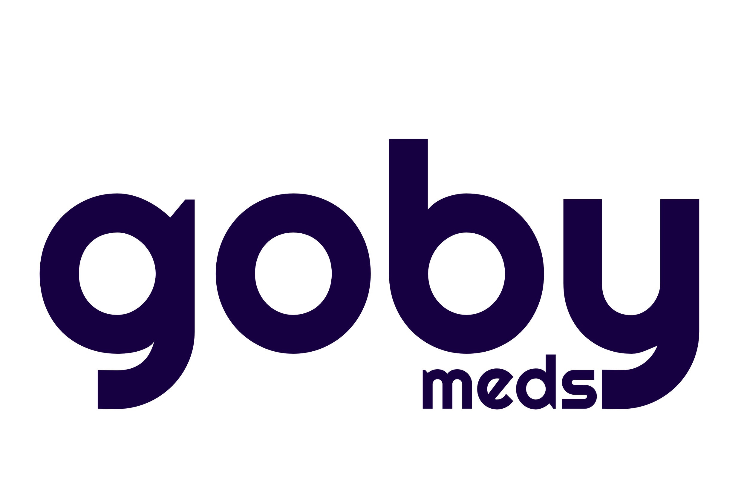The logo for 'goby meds' with the text in lowercase, with 'goby' in large, bold navy blue letters and 'meds' in smaller navy blue letters underneath.