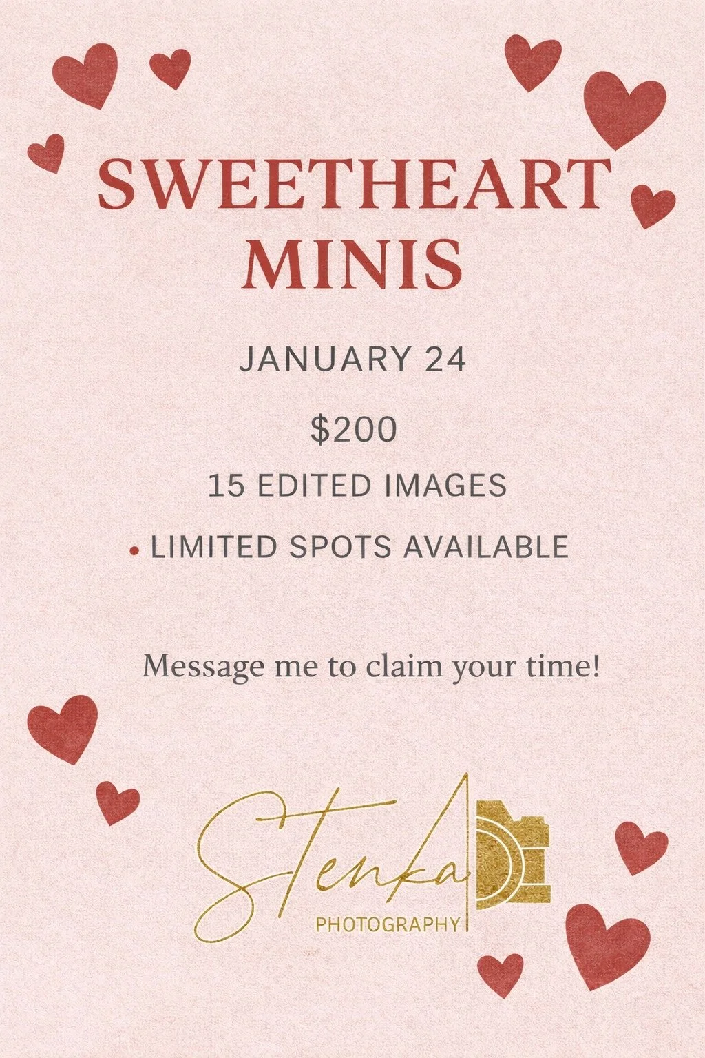 This is your gentle reminder that moments like these don&rsquo;t come back around. Sweetheart Minis are down to the final spots, and this is your last chance to capture the love, connection, and quiet in-between moments before Valentine&rsquo;s Day. 