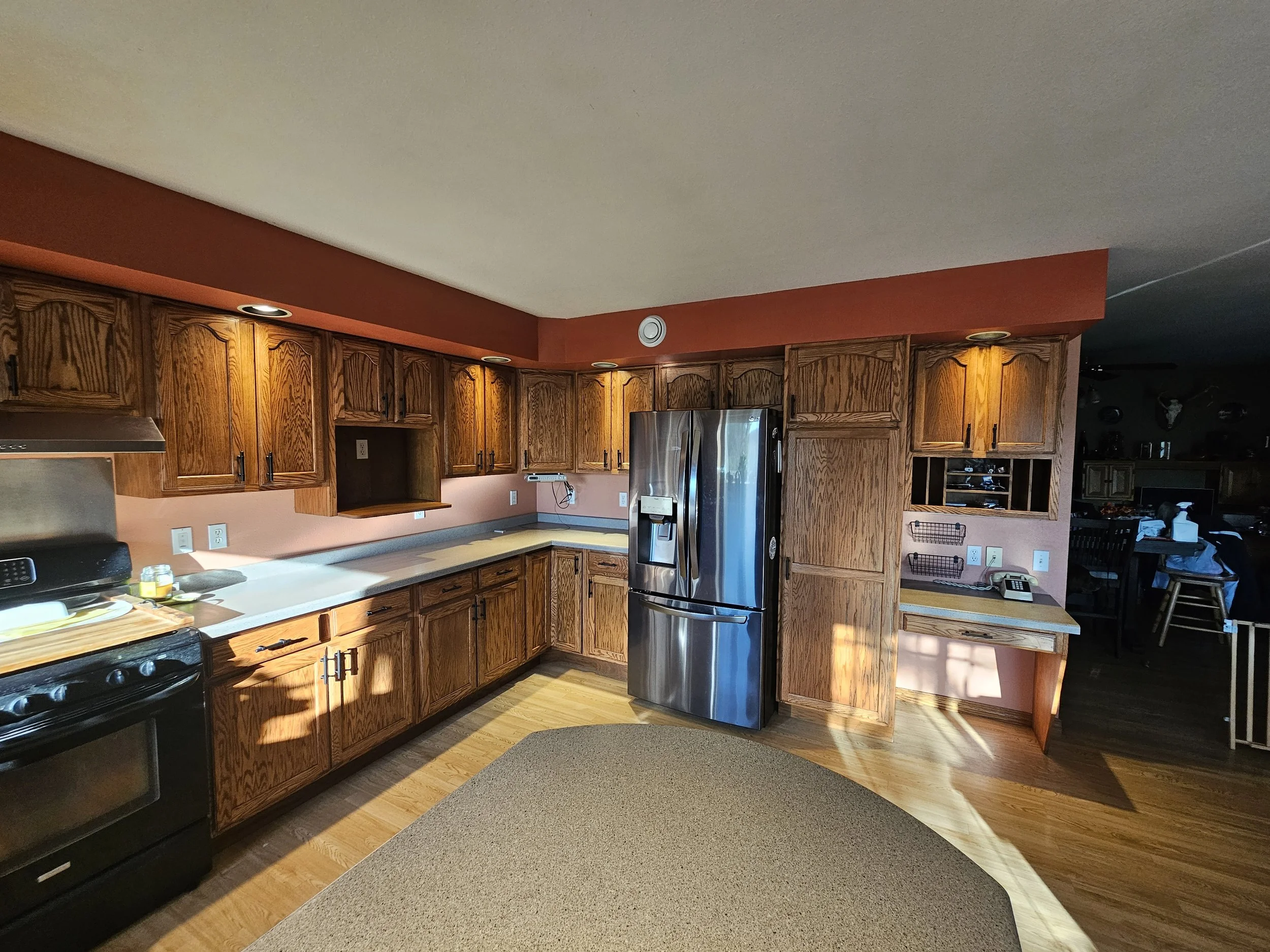 Refinished oak cabinets showing amazing grain detail